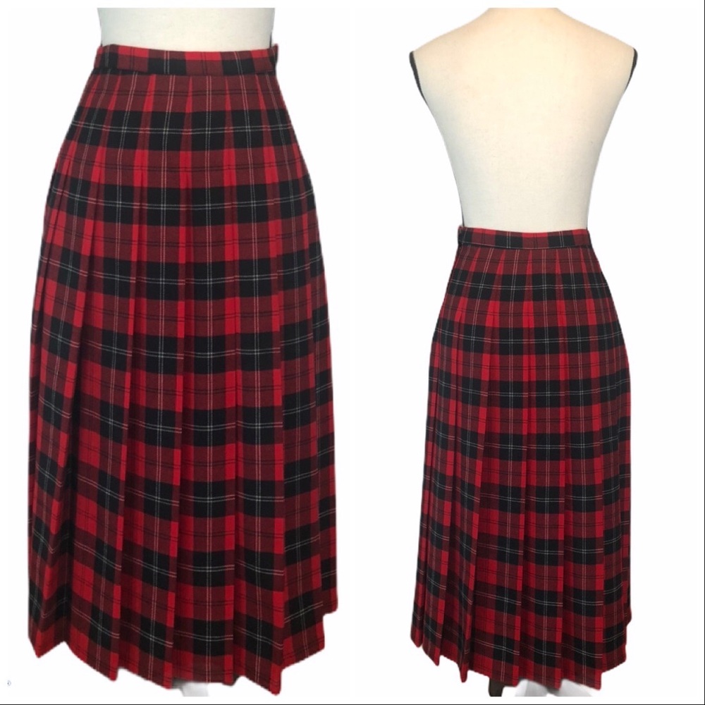 Pendleton Tartan Plaid Wool Pleated Skirt